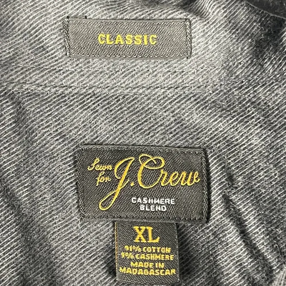 J Crew Cashmere Blend Shirt Mens XL Gray Cotton Long Sleeve‎ Button Up Classic